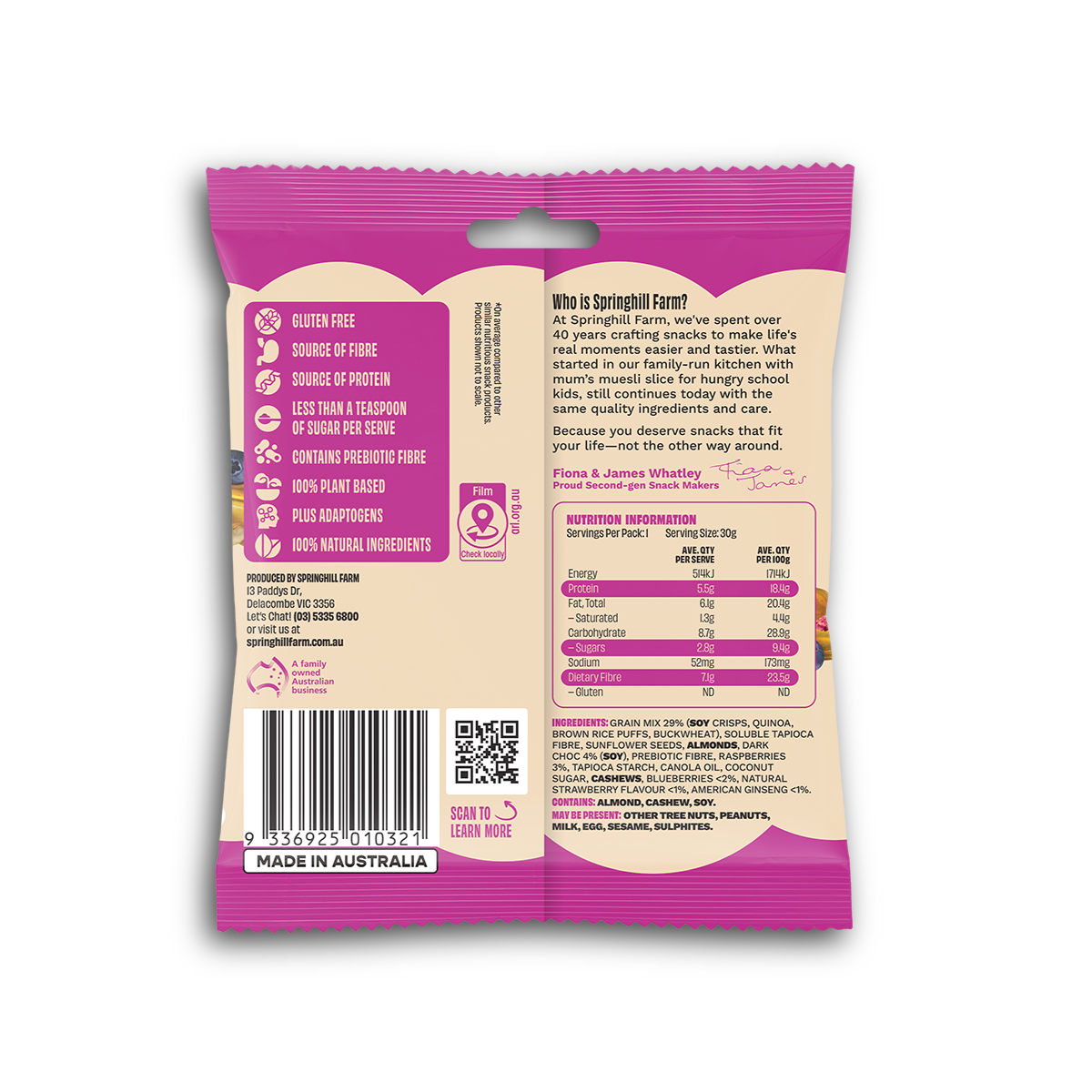 boodles Healthy Clusters - Mixed Berry (30g x 10 Bags)