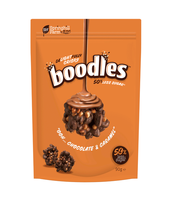 boodles Chocolate and Caramel 90g Pouch Pack - Wholesale